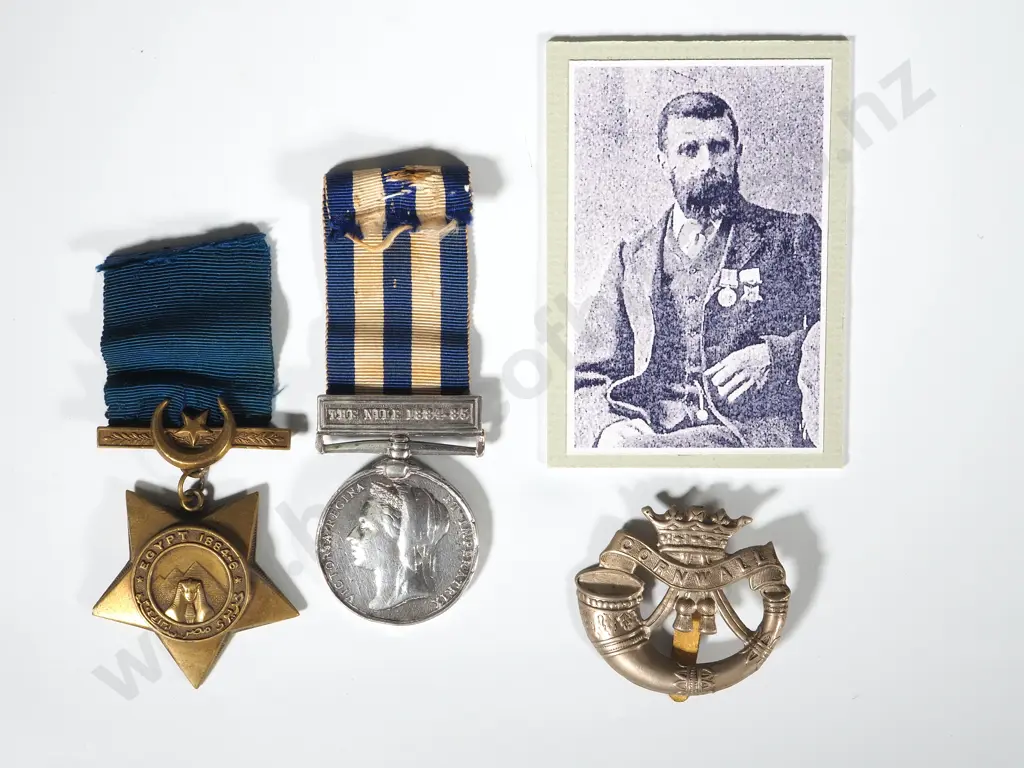 English Egypt Medal & Khedives Star Group to Private William Thomas Lightfoot DCLI w Modern Printed Photo of Recipient Image 1++