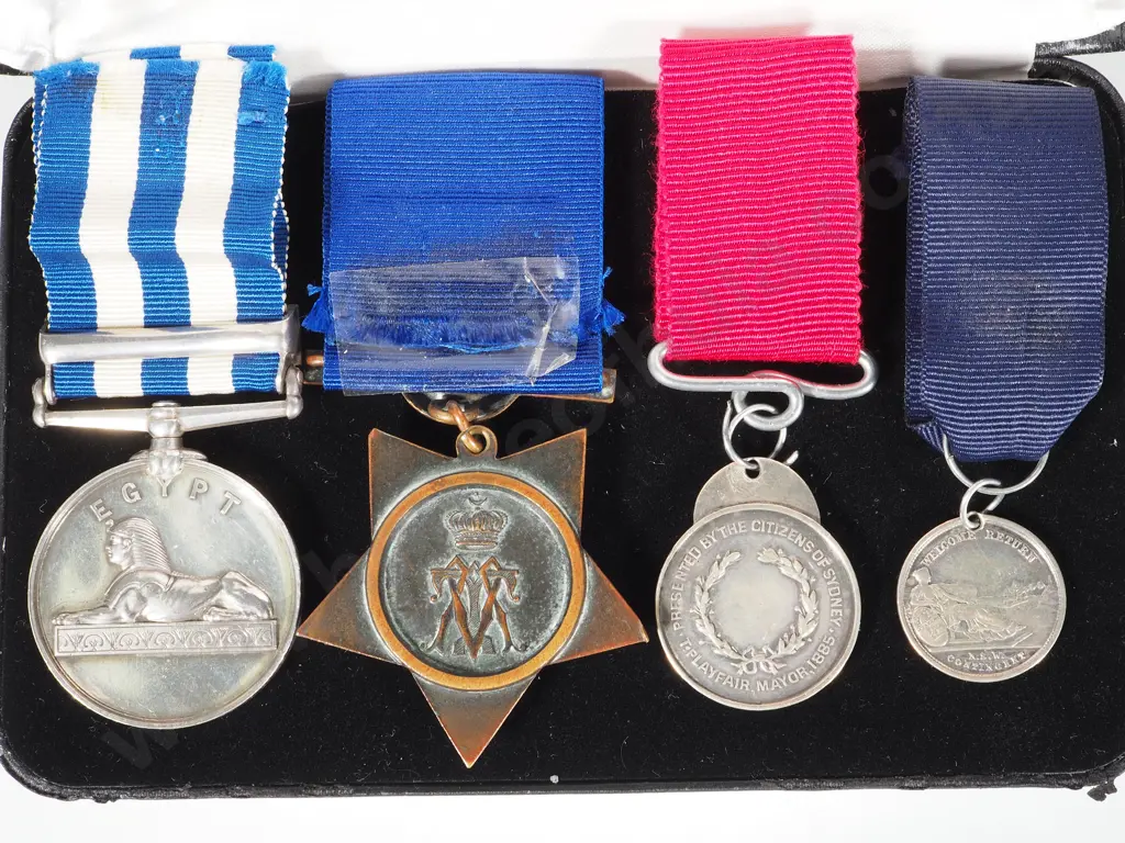 Scarce Australian Egypt Medal Group of 4 to Private Charles J Lemaire NSW Infantry w Mayor of Sydney Medal Image 1++