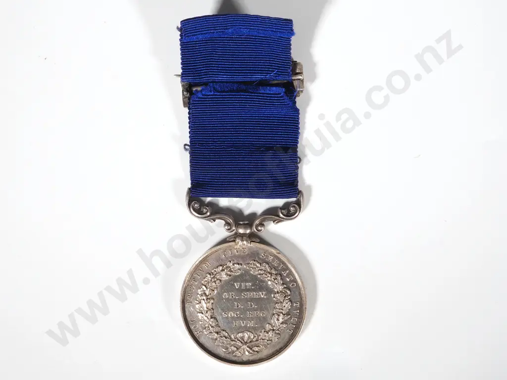English Type 1 Royal Human Society Medal in Silver - 3rd July 1877 to Lieutenant James Brant Royal Navy Image 1++