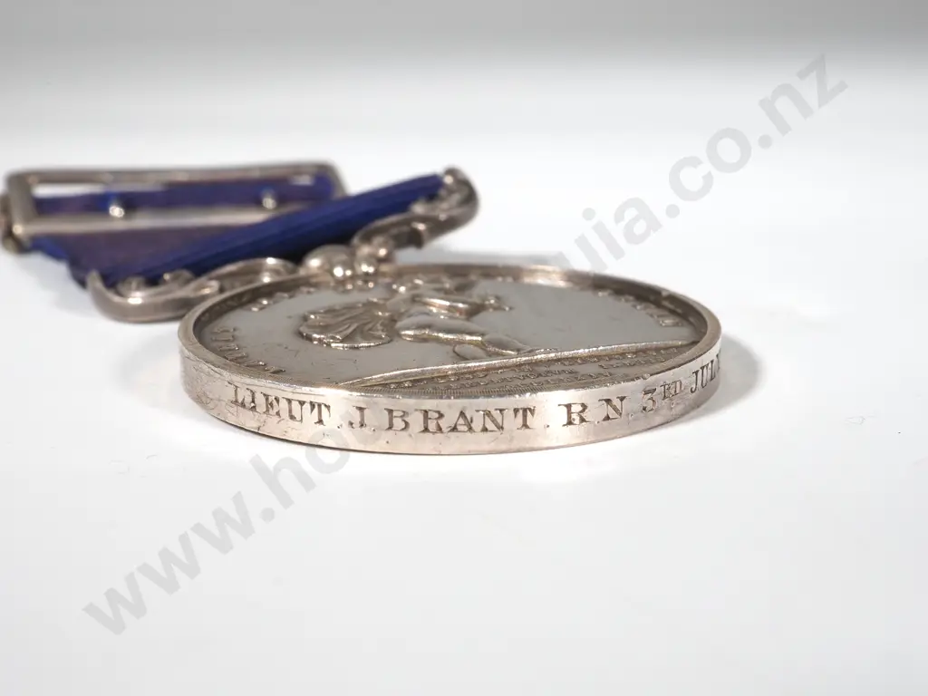 English Type 1 Royal Human Society Medal in Silver - 3rd July 1877 to Lieutenant James Brant Royal Navy Image 1++