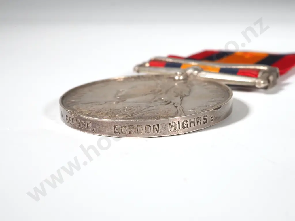 Q.S.A. Medal to Private Alexander George Wounded in Action w Scarce Elandslaagte Clasp / Copy of Regt Roll Image 1++