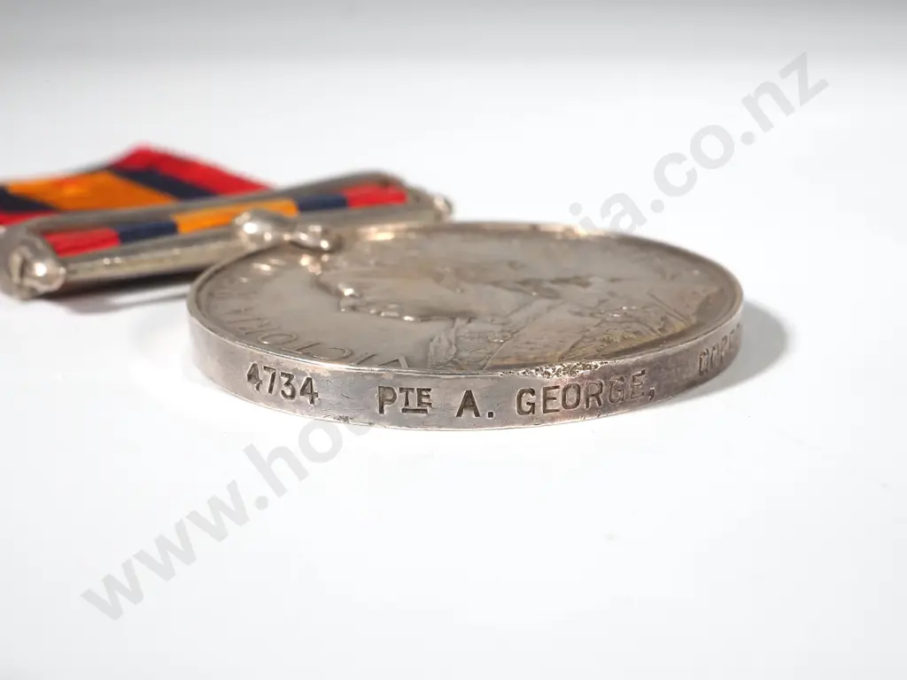 Q.S.A. Medal to Private Alexander George Wounded in Action w Scarce Elandslaagte Clasp / Copy of Regt Roll Image 1++