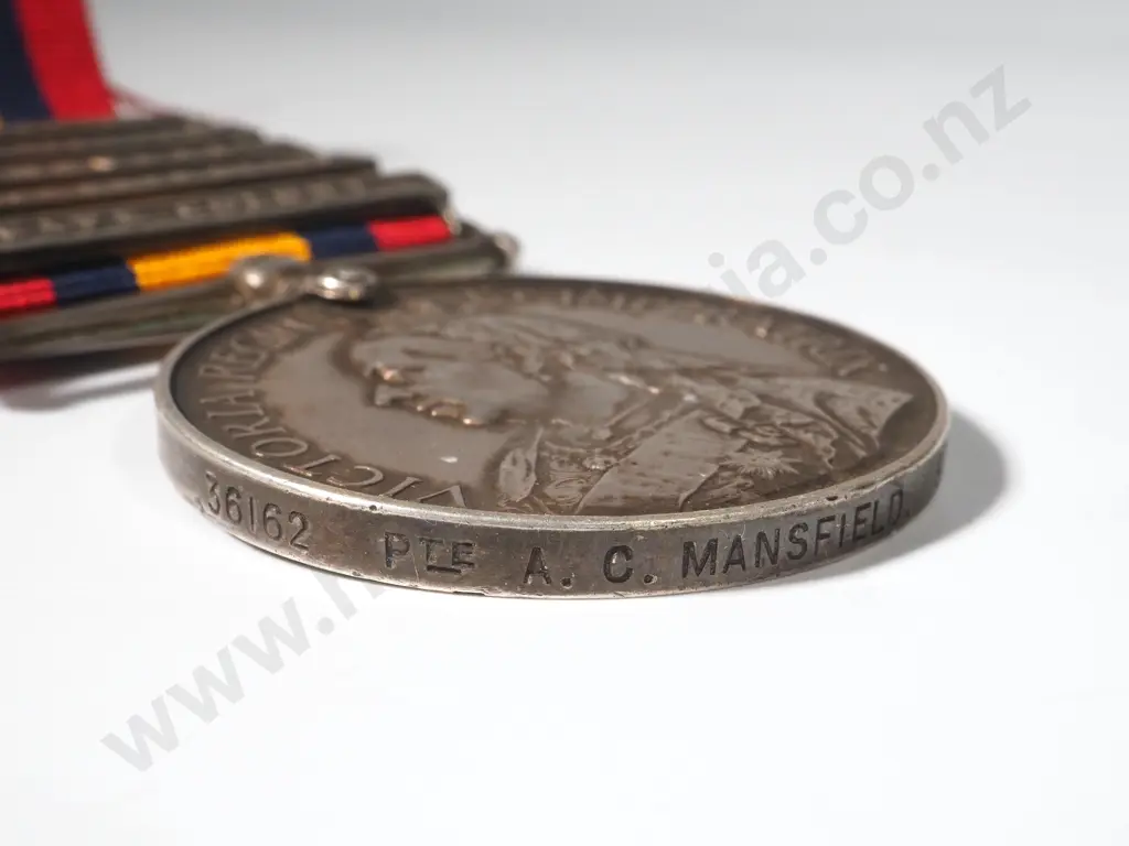 Q.S.A. to A.C. Mansfield No 36162 97th Coy Imperial Yeomanry w Five Bars Image 1++