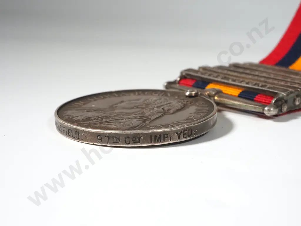 Q.S.A. to A.C. Mansfield No 36162 97th Coy Imperial Yeomanry w Five Bars Image 1++