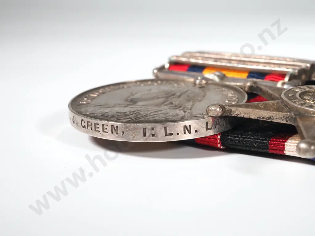 English Q.S.A. & Kimberly Star (Hallmark "a") Group of 2 to Pvt J J Green Royal North Lancashire Regiment & Brooch Image 1++