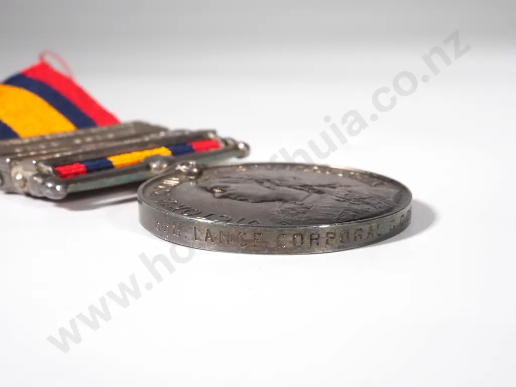 New Zealand Q.S.A. to Lance Cpl George Cecil Deverett No. 638 NZMR 5th Coy w 4 Clasps Image 1++