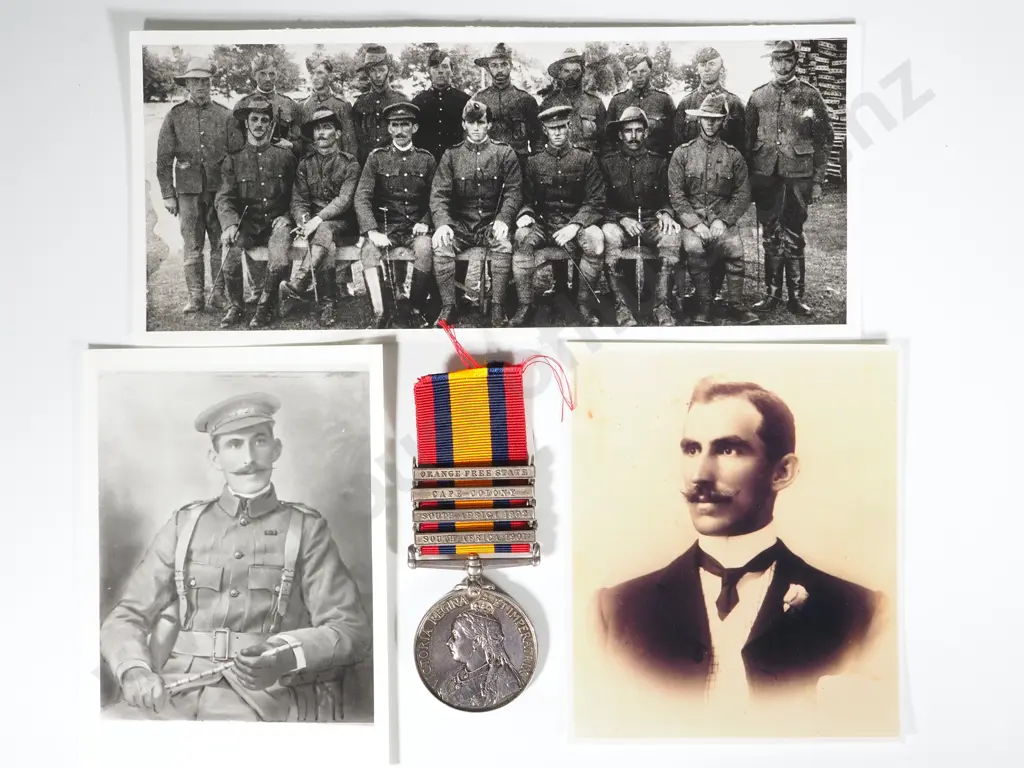 New Zealand Q.S.A. to Lance Cpl George Cecil Deverett No. 638 NZMR 5th Coy w 4 Clasps Image 1++