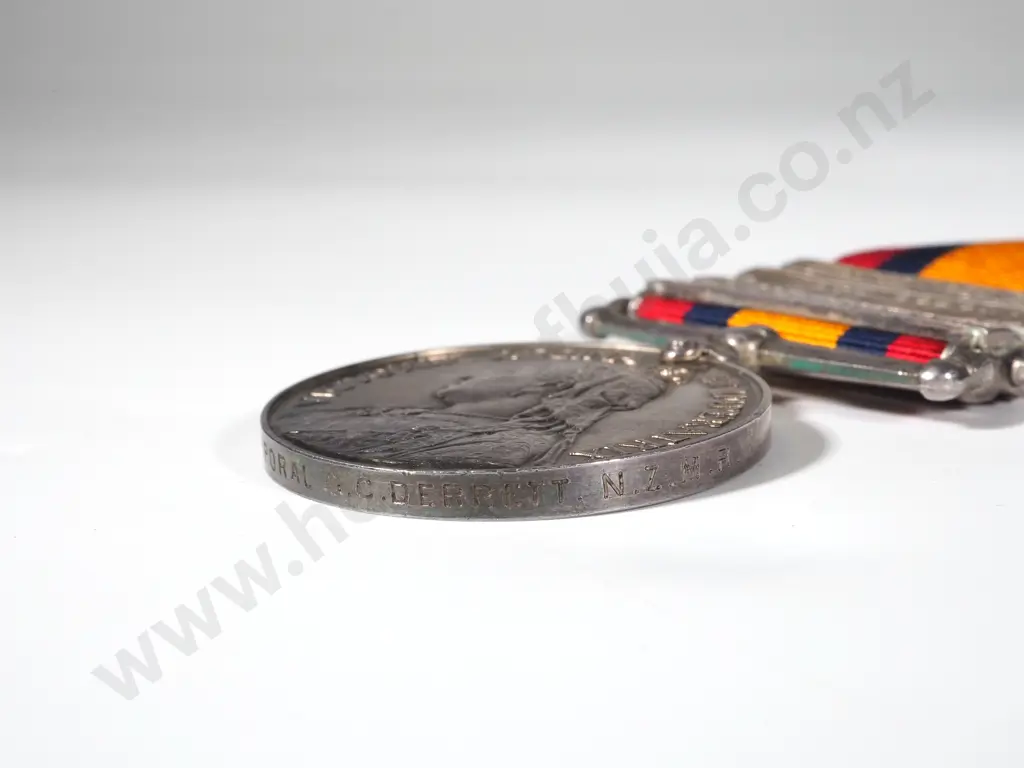 New Zealand Q.S.A. to Lance Cpl George Cecil Deverett No. 638 NZMR 5th Coy w 4 Clasps Image 1++