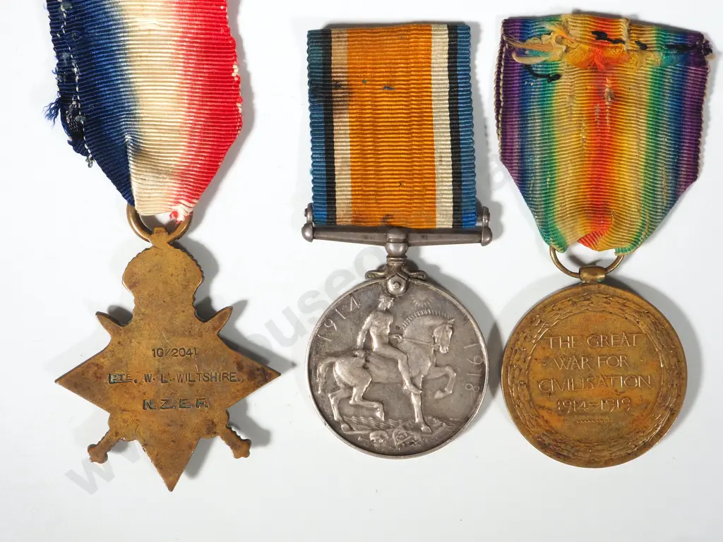 New Zealand WW1 Trio to Private William Lewis Wiltshire - Wellington Infantry Battalion - WIA Chunuk Bair 8th August Image 1++