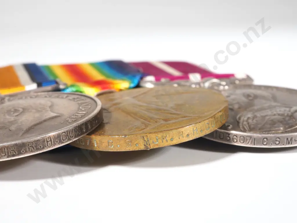 Canadian WW1 MSM Group of Three to Sgt Major Robert Henry Curtiss w Original Hat Badge Image 1++