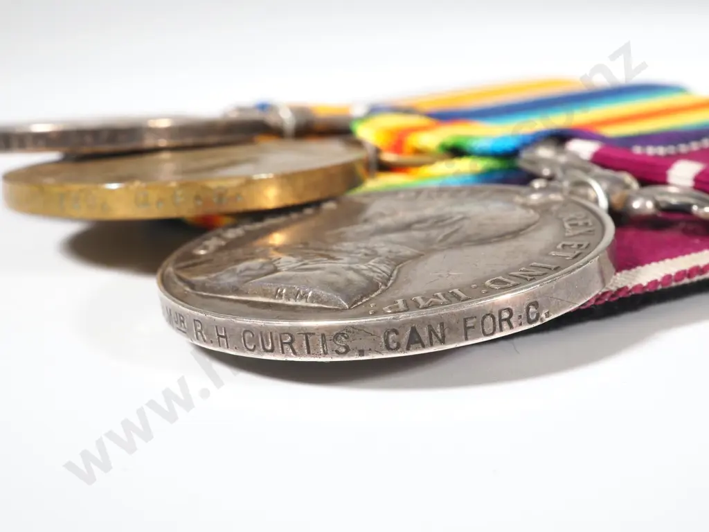 Canadian WW1 MSM Group of Three to Sgt Major Robert Henry Curtiss w Original Hat Badge Image 1++