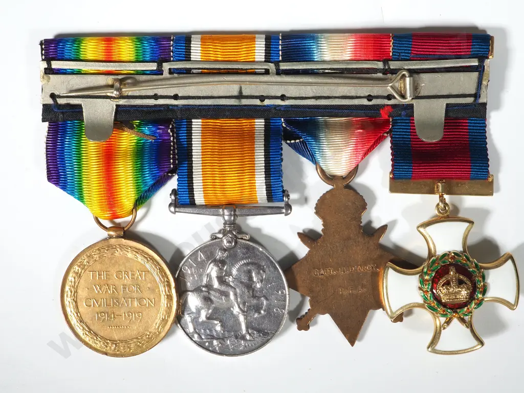 English D.S.O. & Trio to Lt Col Joseph Isidore D'Arcy MID - Commanded the 29th Field Battery RFA in WW1 Image 1++