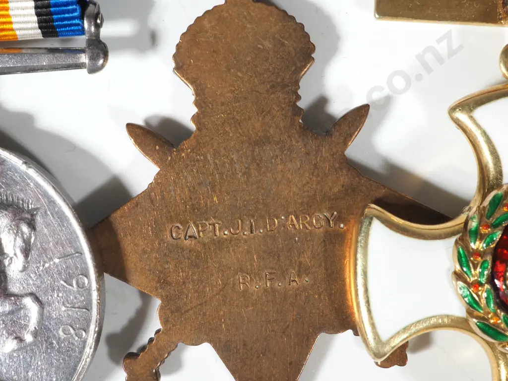 English D.S.O. & Trio to Lt Col Joseph Isidore D'Arcy MID - Commanded the 29th Field Battery RFA in WW1 Image 1++