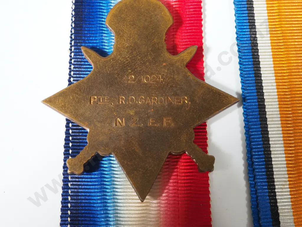 Father & Son Medal Group: WW1 Trio to 12/1204 Pte R D Gardiner & WW2 Group of 6 to R D Gardiner Image 1++