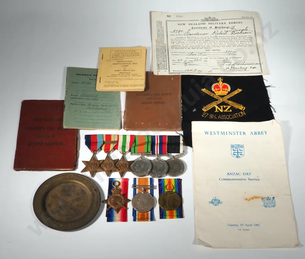 Father & Son Medal Group: WW1 Trio to 12/1204 Pte R D Gardiner & WW2 Group of 6 to R D Gardiner Image 1++