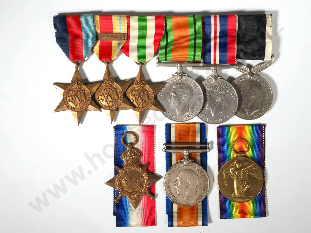 Father & Son Medal Group: WW1 Trio to 12/1204 Pte R D Gardiner & WW2 Group of 6 to R D Gardiner Image 1++