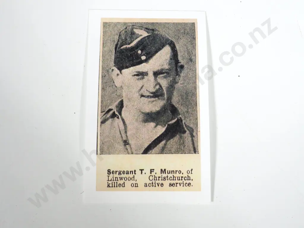 New Zealand Memorial Cross to Sergeant Thomas Fraser Munro Image 1++