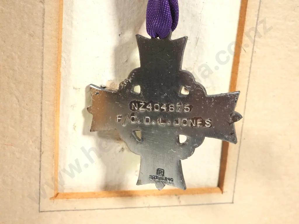 Exceptional New Zealand Memorial Cross to Flying Officer D L Jones & Group of 4:  Kitty Hawk Pilot w Two Victories & KIA Image 1++