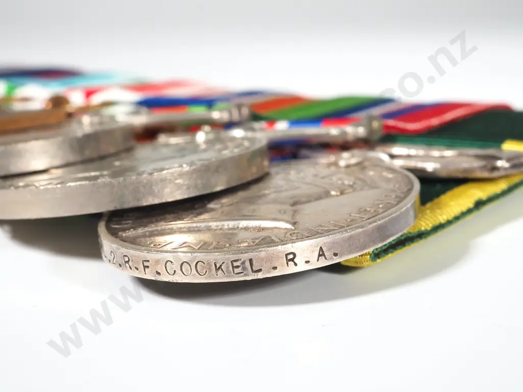 English WW2 MM Group of 7 to Reg Frank Cockel R.F.A 8th Army - Extensive Articles on Recipiant Image 1++