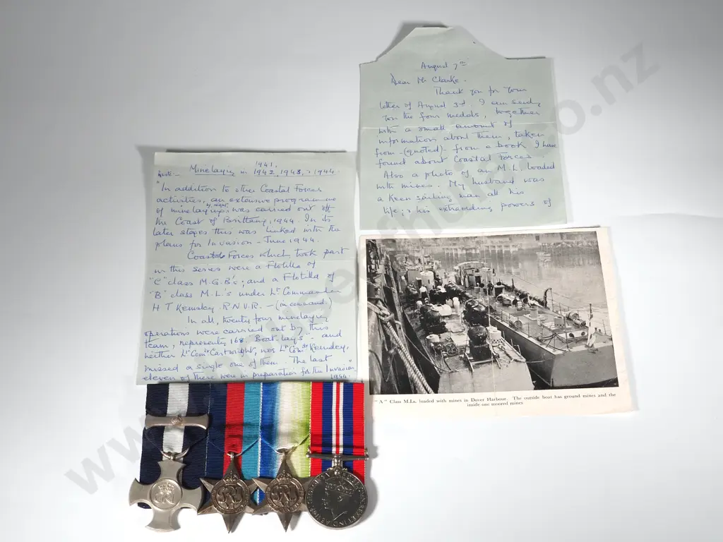 Scarce English DSC & Bar to Lt Commander Harold Kemsley RNVR Minelayer Image 1++