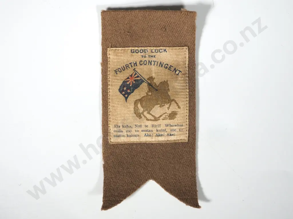 Boer War New Zealand Patriotic Silk on Cloth - Fourth Contingent Image 1++