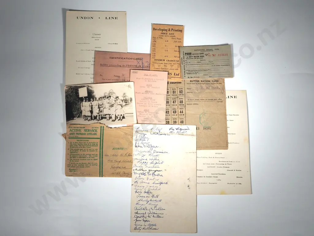 Assorted Lot of WW1 Ration Cards & Menus ETC Image 1++