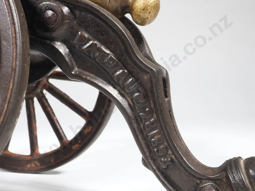 Antique American Cast Iron & Brass Toy Cannon - Patent August 29, 1894 Image 1++