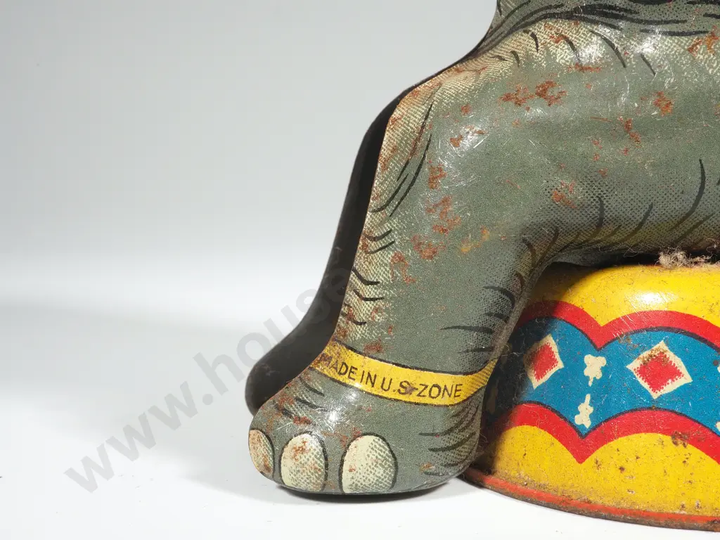 Vintage Circus Elephant Tin Plate Wind Up Toy - Made in U.S. Zone Germany Image 1++