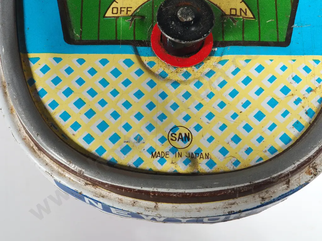 Rare Vintage Tin Toy 'Tuggy' Boat w Battery Compartment & Smoke Burner SAN Japan Mid 20th Century Image 1++