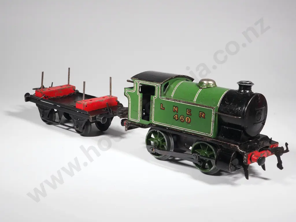 Vintage Hornby LNER 460 Locomotive & Log Wagon 0 Gauge Image 1++