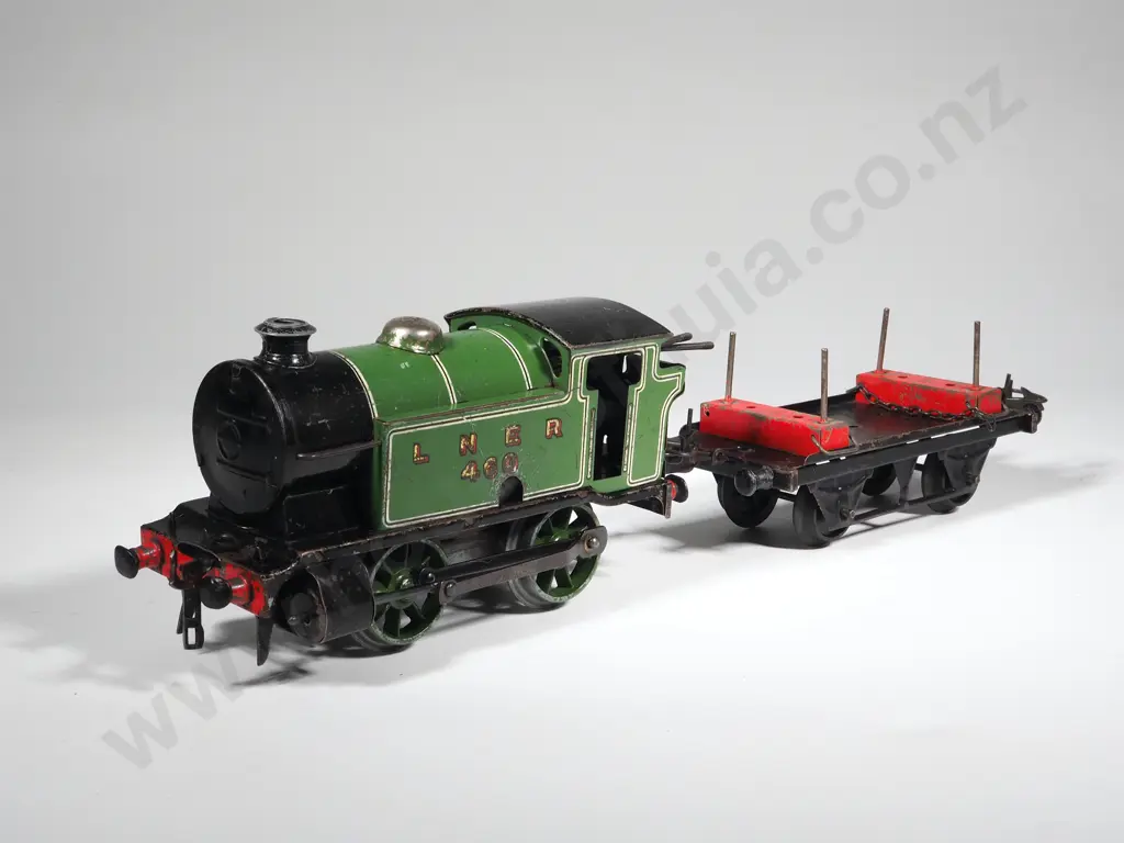 Vintage Hornby LNER 460 Locomotive & Log Wagon 0 Gauge Image 1++