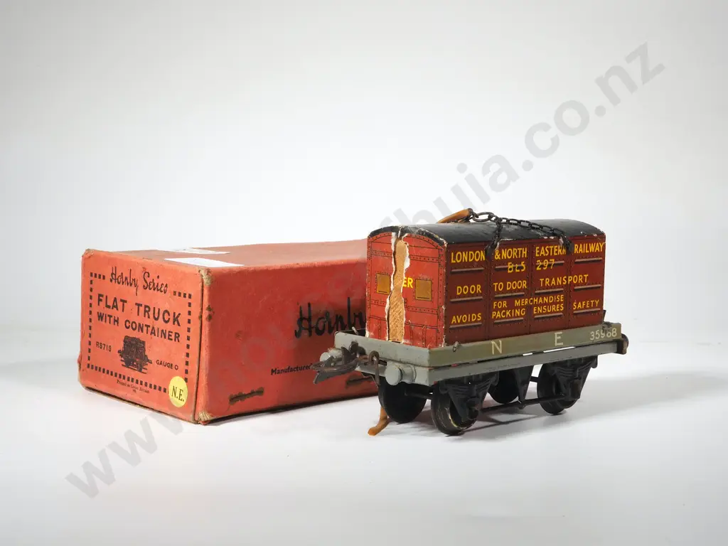 Boxed Meccano Flat Truck w Container Gauge 0 RS713 Hornby Series Image 1++