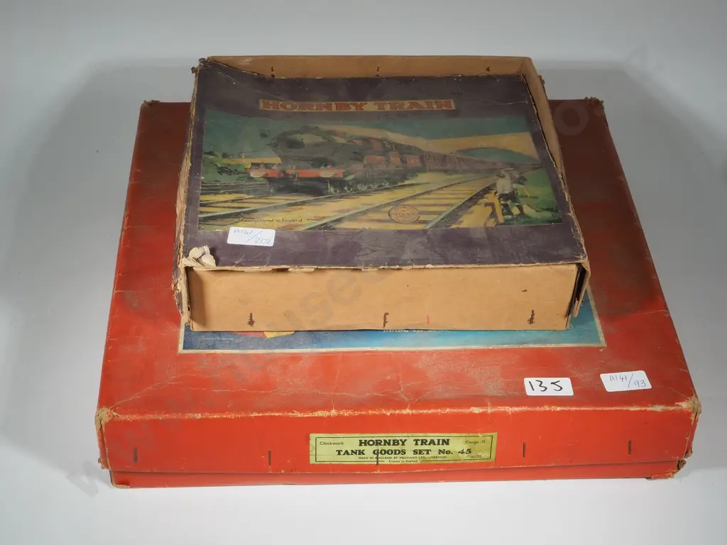 Meccano Hornby Train Tanks Goods Set No 45 - Empty Box & Hornby Passenger Train MO Passenger Set Empty Box Image 1++