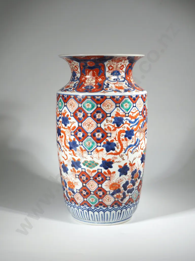 Japanese Imari Vase In Red, Green & Blue On a White Ground. Meiji 19th Century Image 1++