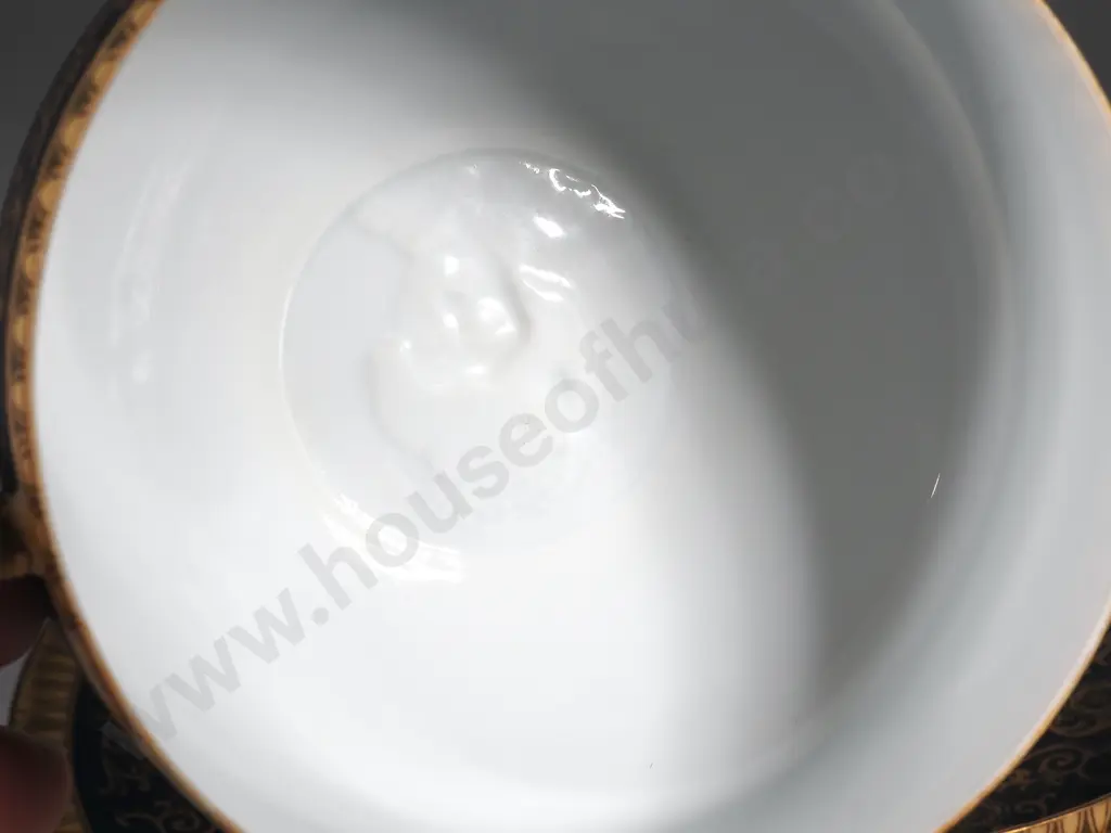 Japanese Egg Shell Porcelain Trio w Geisha Girl Portrait to Base Image 1++