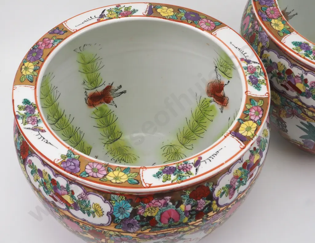 Large Pair of Famille Rose Jardinieres (Late Entry) Image 1++