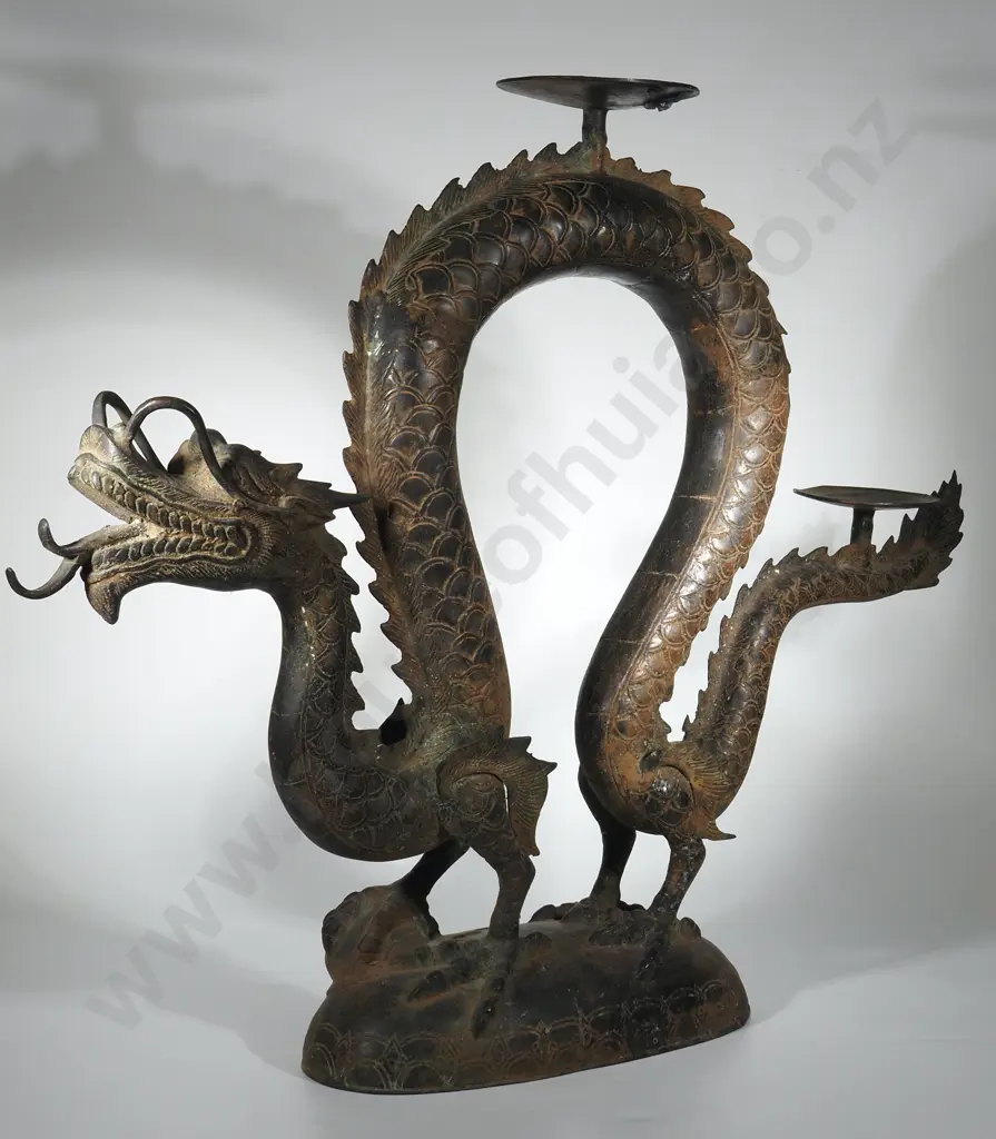 Antique Metal  Dragon Candle Holder Image 1++