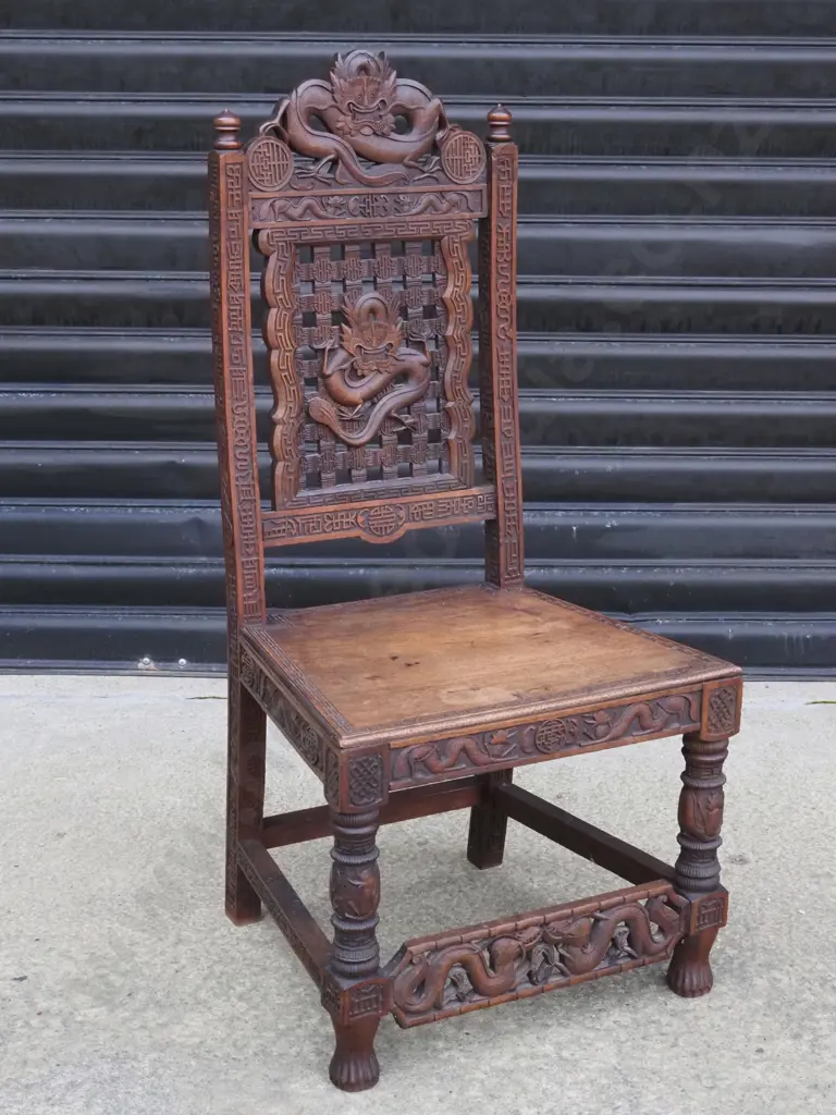 Highly Carved Chair w Dragon to Back Image 1++