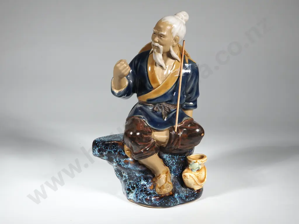 Chinese Mudman Figure Of A Fisherman. Hgt 190mm Image 1++