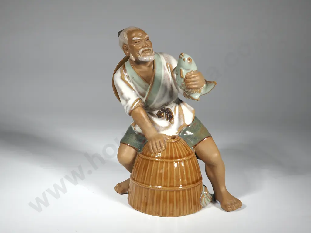 Vintage Mudman Figure Of A Chinese Fisherman w Fish  Image 1++