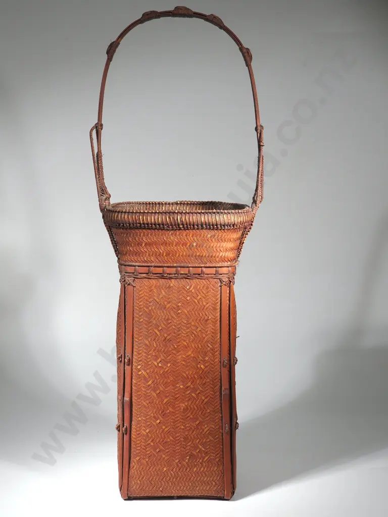 Vintage Japanese Ikebana Basket w Arch Handle. Circa 1910 Image 1++