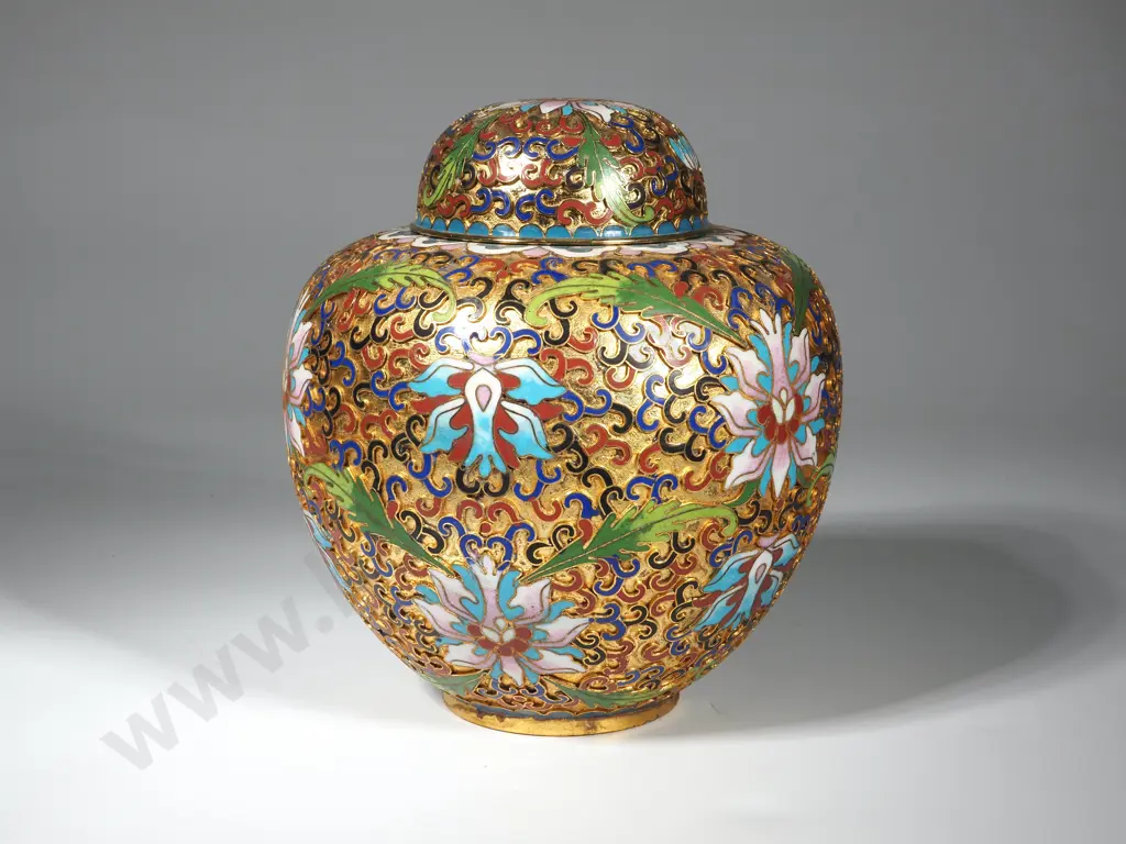 Open Work Gilt Cloisonné Ginger Jar Image 1++