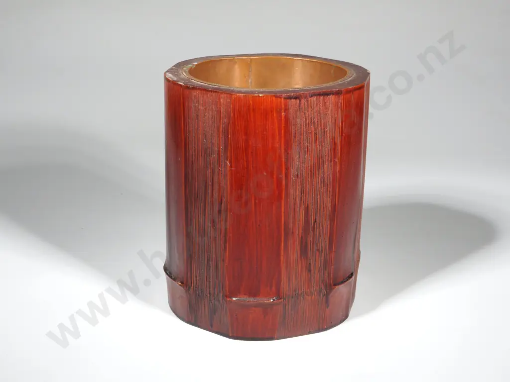 Vintage Japanese Wooden Lacquered  Ikebana Pot Image 1++