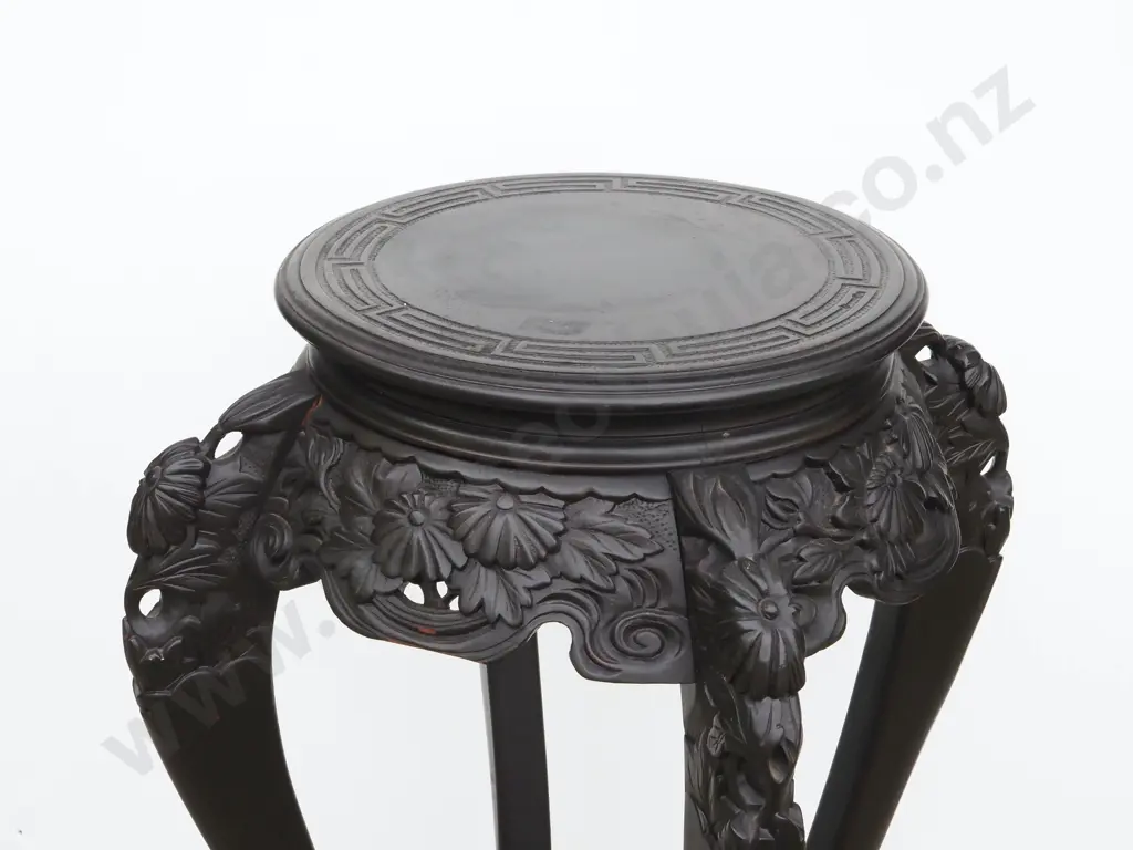 Oriental Carved Jardiniere Stand, 1880s Image 1++
