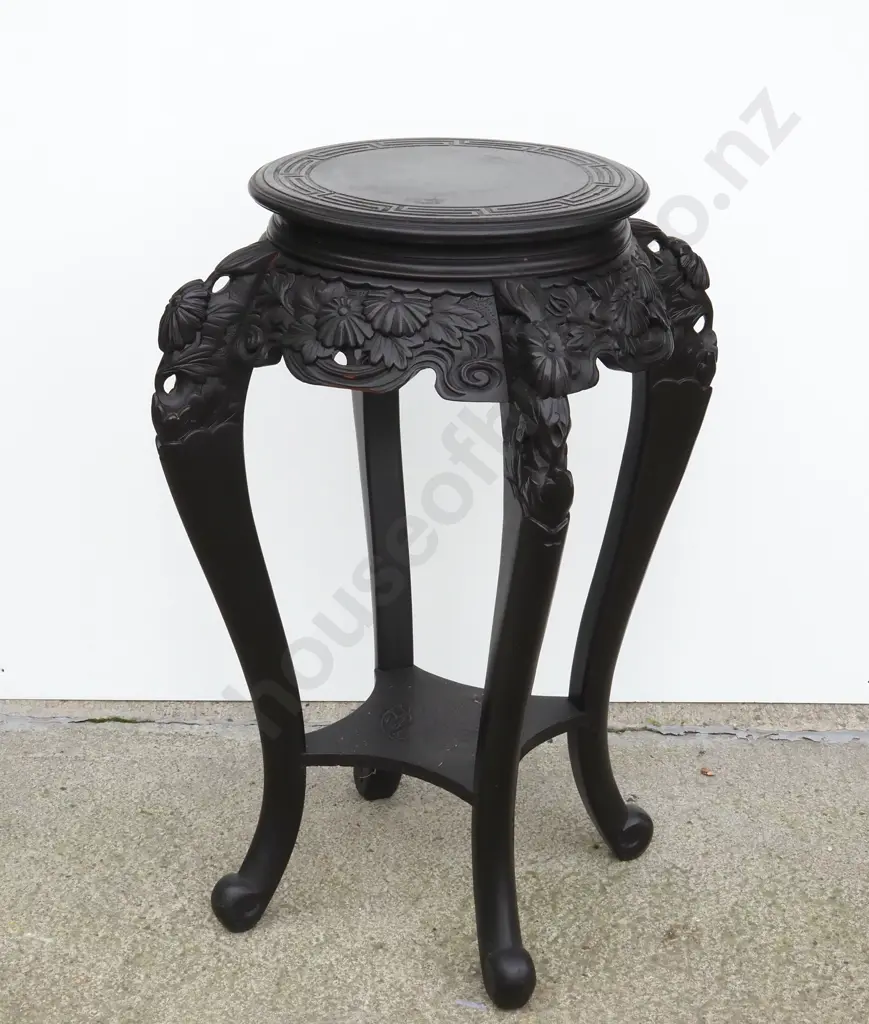 Oriental Carved Jardiniere Stand, 1880s Image 1++