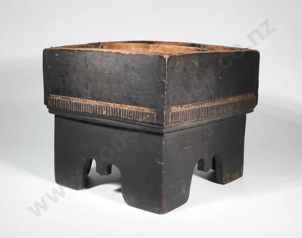 Wooden Black Lacquered Betel Nut Box  From Early 1800s. Image 1++