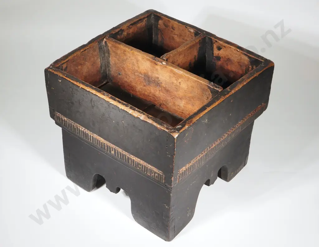 Wooden Black Lacquered Betel Nut Box  From Early 1800s. Image 1++