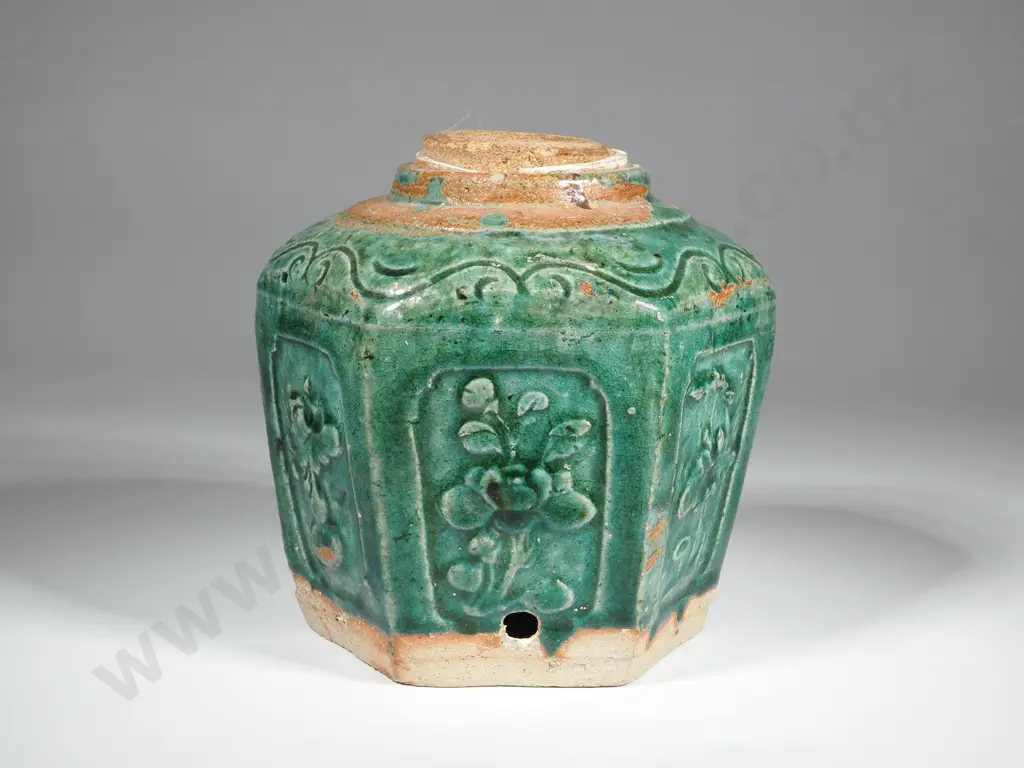 Antique Chinese Green Hexagonal Ginger Jar Circa 1850 Image 1++