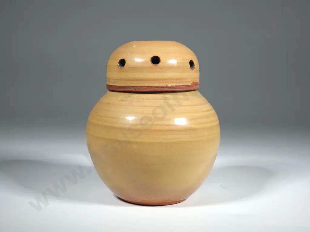 Yellow Glazed Ginger Jar w Pierced Lid for Potpourri Image 1++