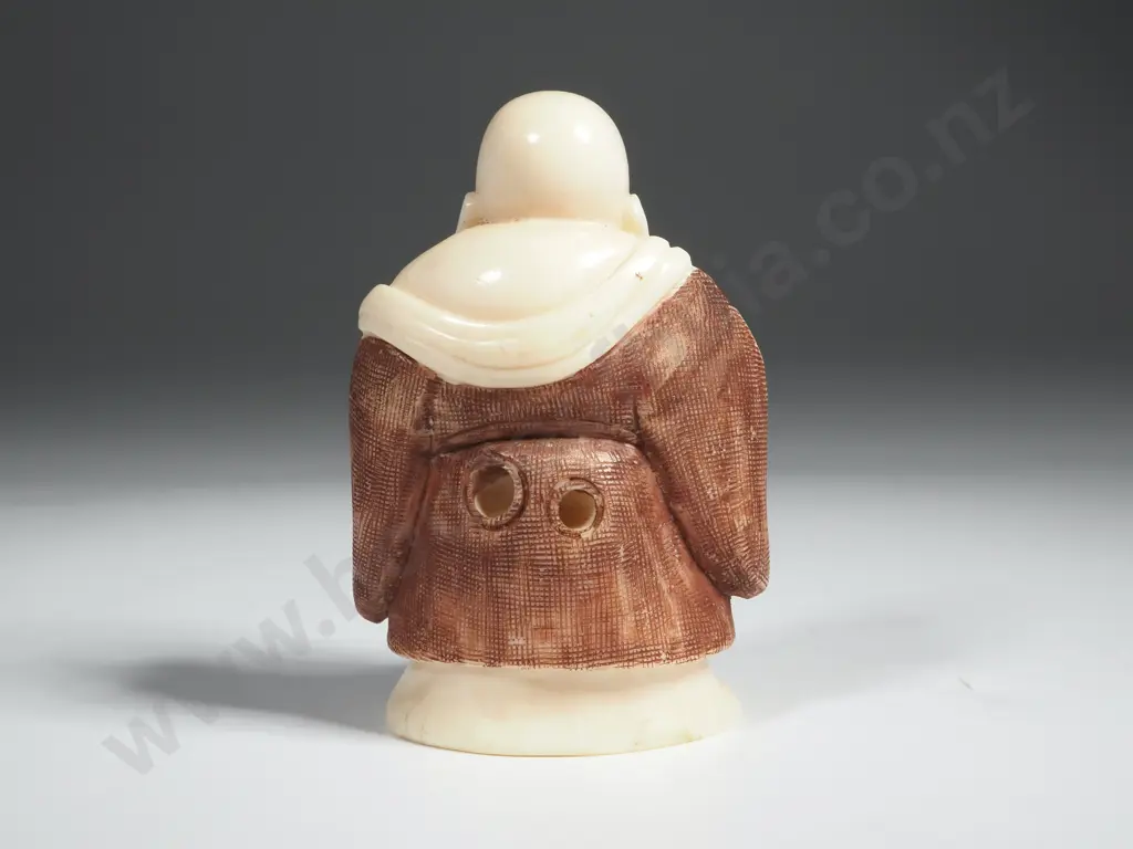 Japanese Netsuke Buddha Style Man w Rat. Signed on Bottom. Image 1++